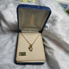 VTG Gold Toned. Cultured Pearl Pendant Necklace 16” Nos