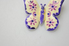 Vintage West Germany Butterfly Brooch Pin Ivory purple Hand Painted Enamel T19