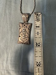Art Nouveau Necklace 925 Sterling VTG 3/4 In Bale 17.5 In Drop 1.5 In Pendant