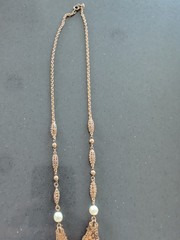 Vintage West Germany Aurora Borealis Rhinestone Filigree Necklace 22” S84