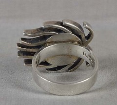 1950s Modernist Scandinavian sterling silver & tiger eye RING Size 7.5