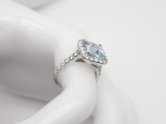 Designer $6000 5.50cts Natural Aquamarine VS G Diamond 18k White Gold HALO Ring