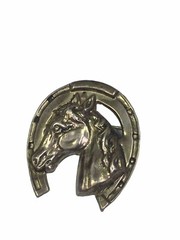 Vintage Sterling Silver Horse Horseshoe Rodeo Cowboy Brooch Pin 45mm 2”
