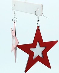simple double white & red color Star metal Large Drop Dangle fashion earrings
