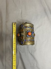 Antique Berber Silver Enamel Amulet Box c.1900 North Africa (Kabyle Attrib.)