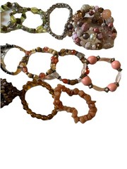 Lot Of 25 Vintage Bracelets, Precious Stones, Glass, Crystal, Silvertone Metal