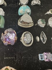 48 Vintage Rings Resellers Mixed Lot-amethyst,citrine ,CZ, Agate, 925 Silver