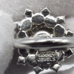 VTG Tammey Jewels Clear Rhinestone Princess Ring Sz 5.25 Adjustable Silver Tone