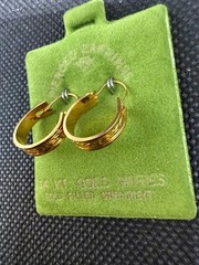 Vintage Solid 14kt Gold Earwire Gold Filled Hoop Earrings 1.34g NOS