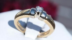 14k multi tone gold ring 0.11ct diamond solitaire engagement 1920’s 4.15g sz5.25