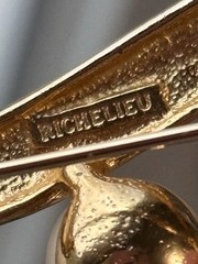 Vintage Signed Brooch Lot ART Richelieu AAI New Pro Gold Tone Pins 8pc