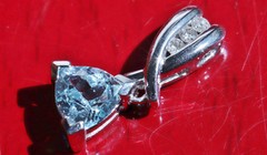 10k white gold pendant 1.07ct aquamarine diamond solitaire 1.50gr Leer Gem N363A