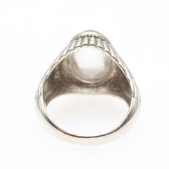 925 Sterling Silver Vintage Real Clear Quartz Modernist Oxidized Ring Size 9.75