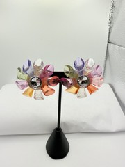 Vintage Large Multicolor Clip On Earrings 1960’s Estate Find