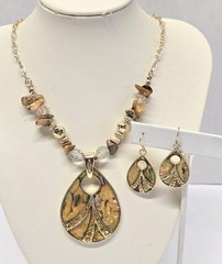 Kenneth Cole KC Enamel Rhinestone Gemstone Necklace & Earring Set
