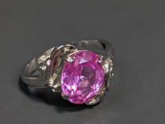 Vintage Clark & Coombs Sterling Silver Pink Topaz Ring Size 5.75