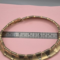 Vintage Brushed Goldtone Choker Statement Architectural structural link 80s 90s