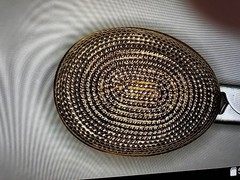 Vintage Napier gold‑tone textured oval screw‑back earring – signed, excellent co