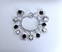 Joan Slifka Sterling 925 Heart Angel Cross Love Luck Charm Two Sided Bracelet