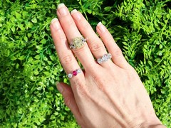 Antique 3.00Ct Diamond and Platinum Trilogy Ring Circa 1915