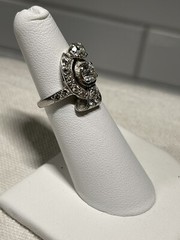Platimum Art Deco Diamond Cocktail Ring with GIA Gemologist Appraisal Sz 6