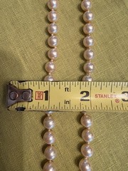 Vintage Marvella Single Strand Knotted Faux Pearl Necklace Champagne Slide Clasp