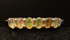Size 11.75 Ethiopian Opal 6 Stone Thin Band Stacker Sterling Silver Ring S1067