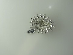 Vtg Karu Arke White Rhinestone Brooch Large White Ice Star Burst Atomic