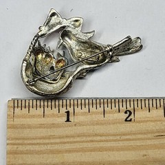 Bird Nest Pin Vintage Pink Blue Birds Signed Vero