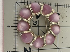 VINTAGE Lavender LISNER MOONGLOW BROOCH Gold Tone Mini Rhinestone Accents *Read