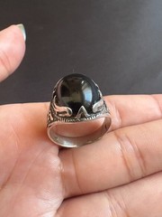 925 Sterling Silver Ring Black Zircon Ring Handcrafted Silver Ring Size 9.5 US