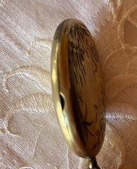Antique Victorian Aesthetic Movement Locket Silver Tone Gilt Heron Crane
