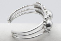 Vintage Navajo Sterling Silver Beaded Triple Dome Cuff Bracelet 925 32 g