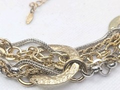 Vintage VCLM Gold And Silver Multi-row Chain Heavy Necklace 16in.