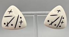 Vintage White Geometric Earrings Triangle Pop Art Graphics Post Pierced 1970s