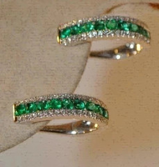 Art Deco Style Lab Created Emerald & Diamond Wedding 14K Yellow Gold FN Earrings