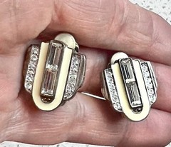Givenchy Art Deco Clip-On Earrings & Baguette Crystals Rhinestones READ