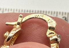 VINTAGE 18KGP Cubic Zirconia Hoop Earrings Post Pierced Ear *GOOD QUALITY*