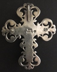Vintage Nakai Navajo Sterling Cross 2 3/4”x2 1/4” pendant multi stone