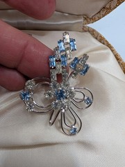 Vintage Jewels By D’or Sterling Rodium Brooch & Earrings In Original Box NEW