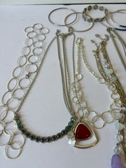 Estate Jewelry Lot Necklaces Rings Wearable Silver Tone 35+ Vintage – Now
