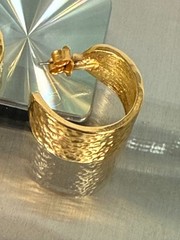 Mayamar (24K Gold Plated) Hammered Huggie Hoop Earrings Goldtone (NEW)
