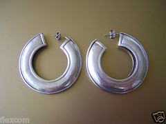 Silver Stud Earrings Hoop Silver Tested 13.7 G/Ø 4.5 Cm