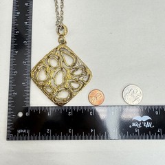 Vintage Brutalist Statement Necklace Large Molten Gold Tone Textured Geometric