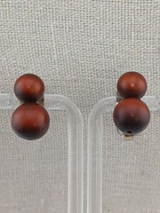 MID CENTURY moon glow brown graduated lucite beads necklace clip earrings set