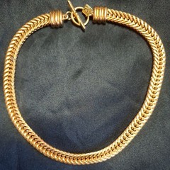 Vtg ANNE KLEIN Necklace Choker Chunky Gold Chain Herringbone Link 17”
