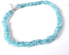 New Natural Raw Paraiba Apatite Chip Bead Sterling Silver 925 Necklace