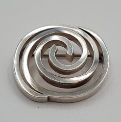 VTG 925 Spiral Brooch 1.25in Sterling Silver Solid 15g Abstract 3D Geometric