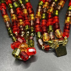 Vintage W Germany Colorful Layered Necklace 15” Choker Collar Multi Strand Beads