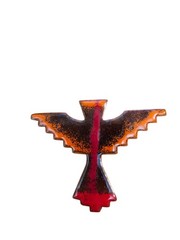 Vintage Enamel Thunderbird Brooch Copper Tone Southwest Native Style Bird Pin